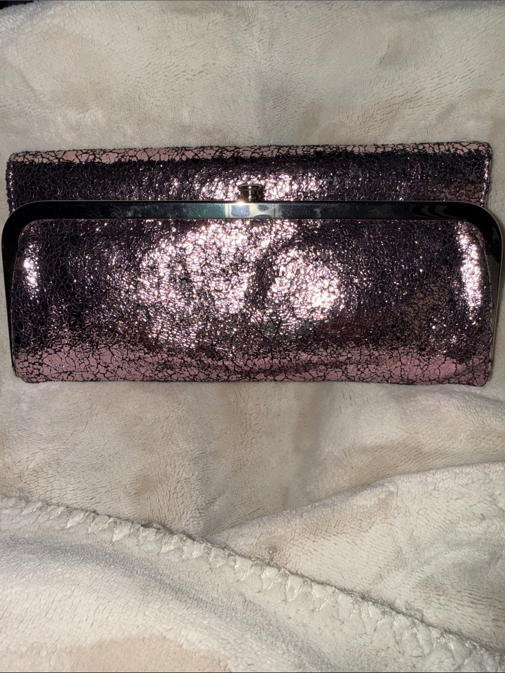 HOBO Rachel Continental Metallic Purple Evening Wallet